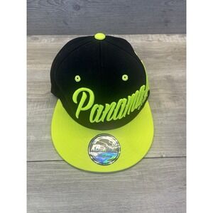 KBETHOS Panama City Beach Flat Brim Snapback Baseball Cap Black Neon Yellow